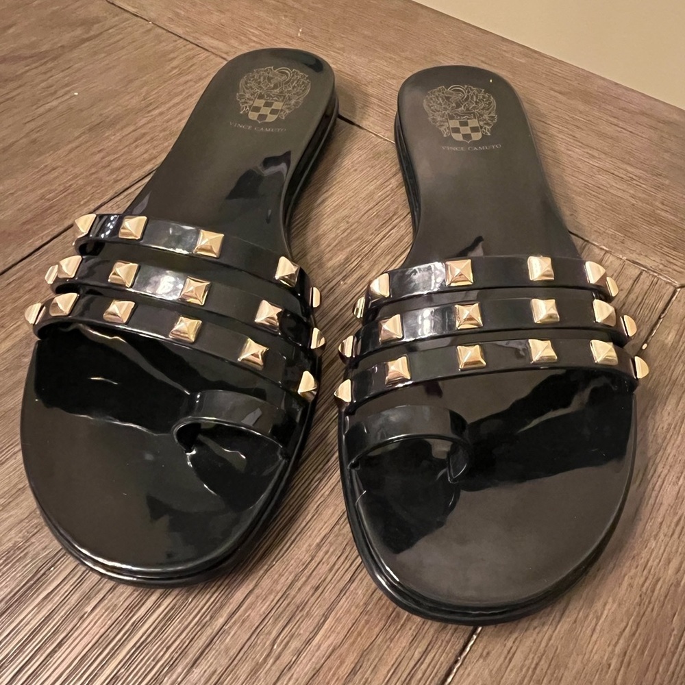 Vince Camuto Black Studded Jelly Slides | Women’s 7 NWOT - Picture 3 of 3